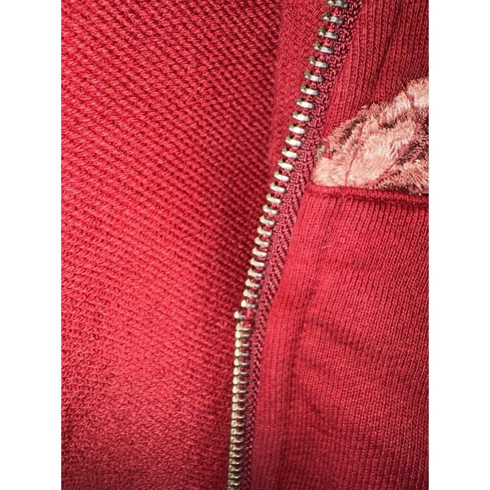 Driftwood Cranberry Size Medium Floral Embroidered Zip Up Hoodie Flaw: Zipper - Picture 4 of 7